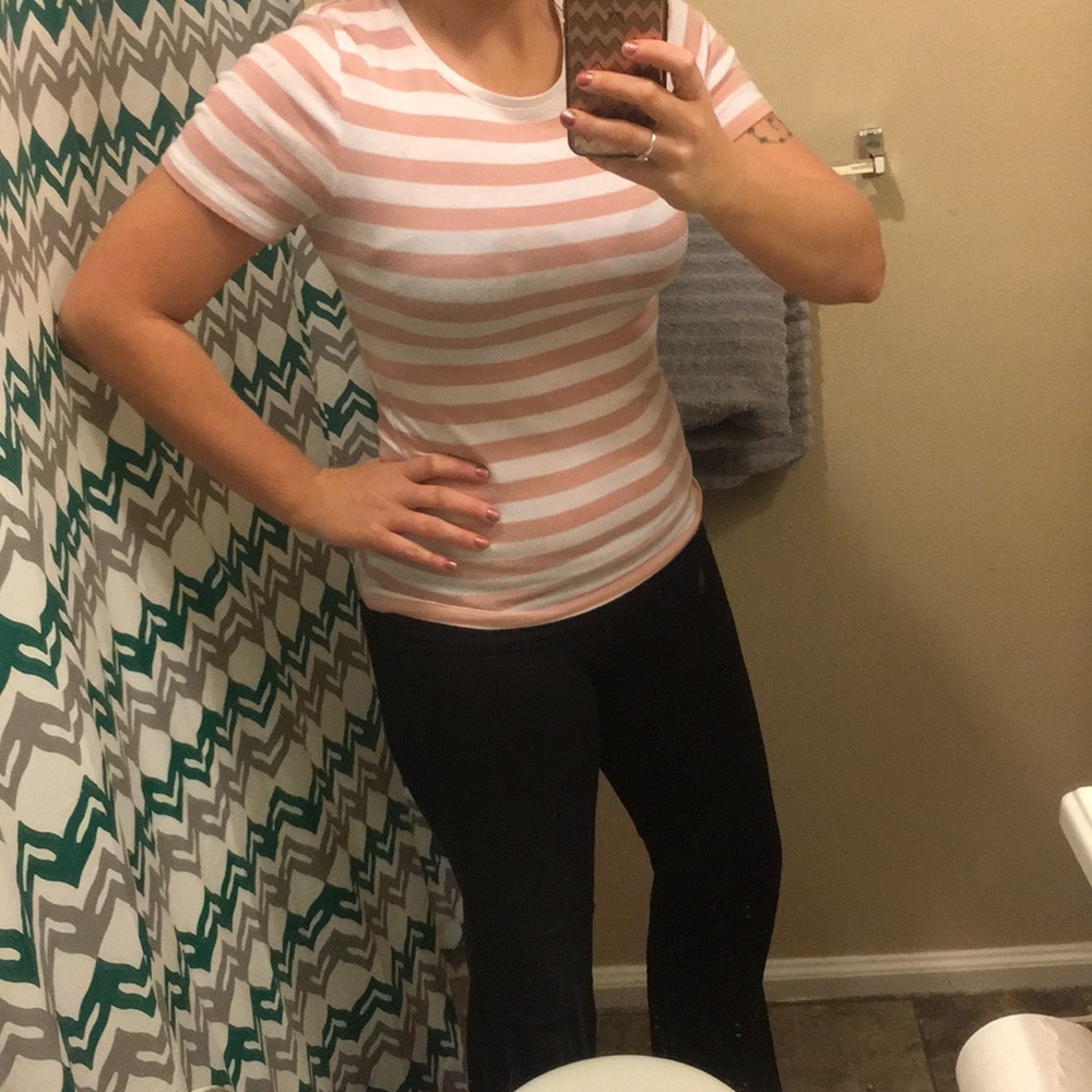 Tannish & white stripe shirt